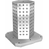 K1534 - Clamping towers, grey cast iron, 6-sided, with grid holes