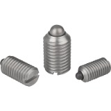 K0314 - Spring plungers with slot and thrust pin, stainless steel