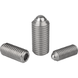 K0316 - Spring plungers with hexagon socket and ball, stainless steel