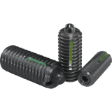 K0327 - Spring plungers with hexagon socket and thrust pin, LONG-LOK secured, steel