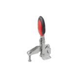 K0662 - Toggle clamps vertical with safety interlock with flat foot and adjustable clamping spindle, stainless steel