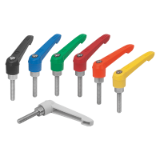 K0270 - Clamping levers with plastic handle external thread, metal parts stainless steel
