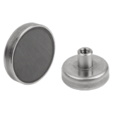 K1400 - Magneti con filetto interno (magneti piatti) in ferrite dura con alloggiamento in acciaio inox