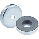 K0554 - 磁铁（带座磁铁），带圆柱形钻孔，材质为永磁铁氧体