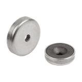 K1408 - Magneti con foro svasato (magneti piatti) in ferrite dura con alloggiamento in acciaio inox