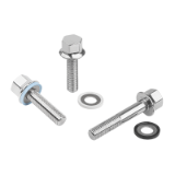 K1595 - Tornillos hexagonales de acero inoxidable con collar y arandelas de junta y apoyo para conjunto Hygienic USIT®